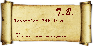 Trosztler Bálint névjegykártya